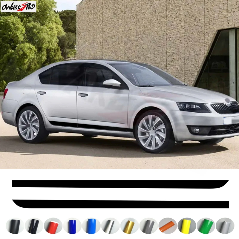 

Car Door Stickers For Skoda Octavia 2013-2019 Sport Strips Styling Vinyl Film Side Skirt Decals Decoration Tuning Accessories