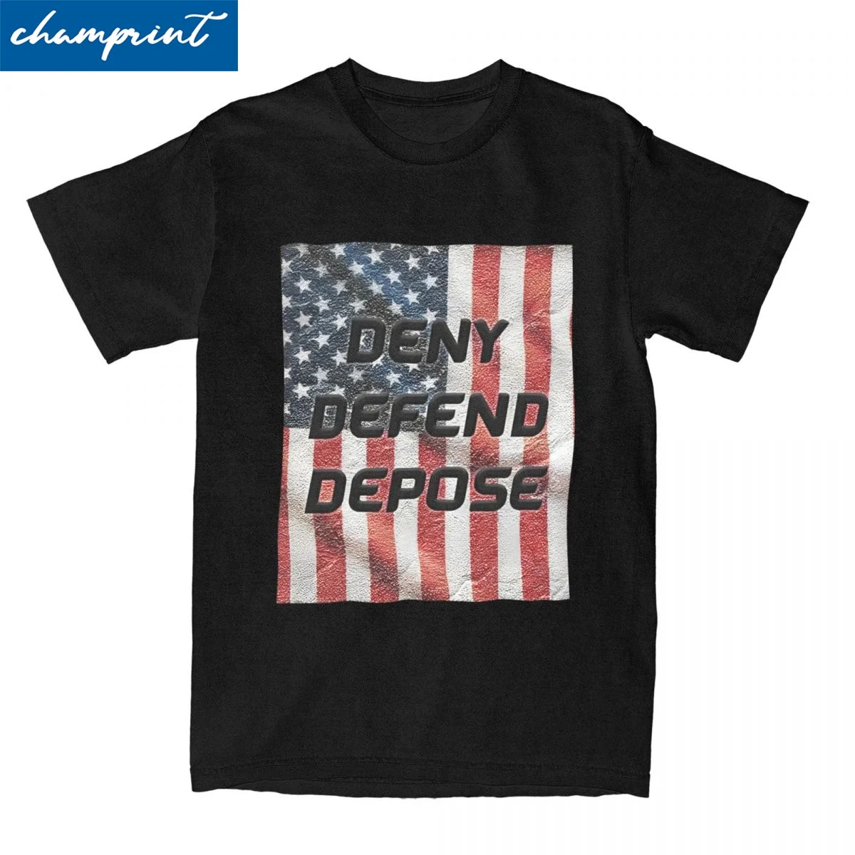 Funny Deny Defence Deposed American Flag T-Shirt For Men Women Round Neck Short Sleeve Top Tee Cotton Summer Clothes