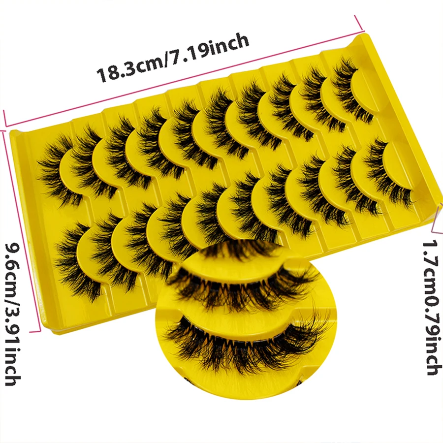 10組の自然でふわふわ、厚く、透明でつけまつげ、メイクアップは視覚的に目をより美しく見せます