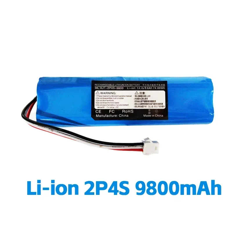 14.4V 100% Original Battery For XiaoMi Viomi S9 Lydsto R1 Roidmi Eve Plus lithium battery 2P4S 5200mAh 6800mAh 9800mAh 12800mAh