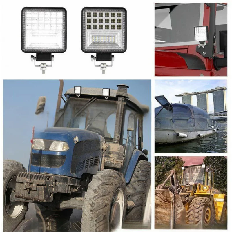 오프로드 차량용 4인치 사각형 LED 작업등, 넓은 시야각, 42-LED 디자인, 루프 라이트 및 스포트라이트 겸용