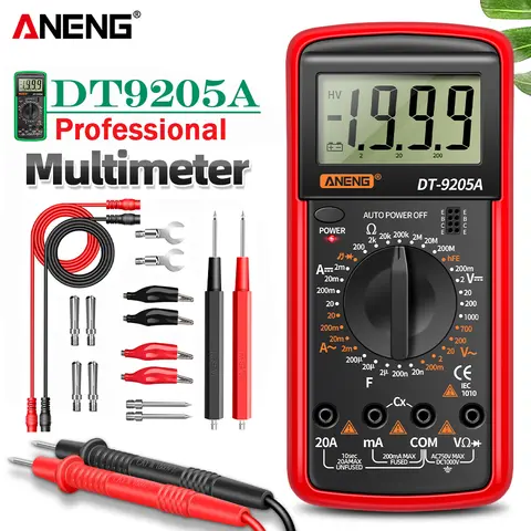 ANENG DT9205A 멀티미터 multimeter tester 멀티테스터기 테스터기 전기 멀티 미터 디지털 AC/DC 트랜지스터 테스터 전기 esr NCV 테스트 미터 Profesional 아날로그 자동 범위 멀티 미터