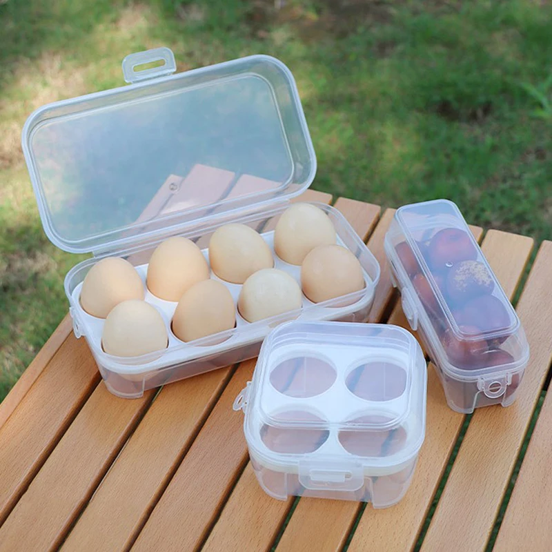 3/4/8 Grids Transparent Portable Egg Box Shockproof Anti-fall Camping Picnic Egg Storage Box Refrigerator Camping Eggs Container