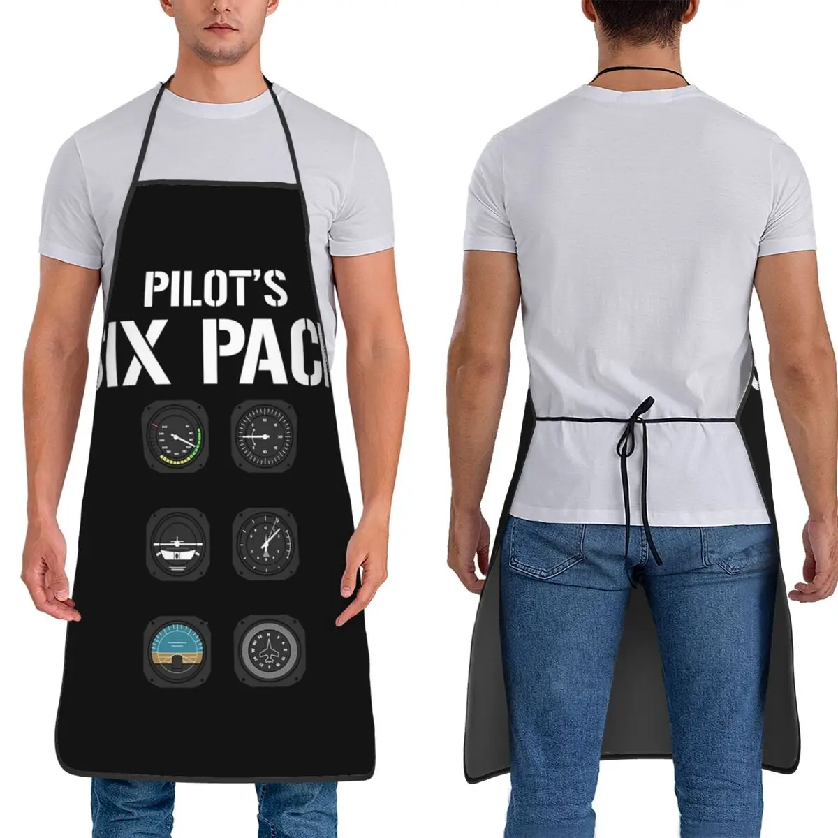 Pilot Top Airplane Six Pack Flight Instruments Apron Chef Baking Tablier Bib Kitchen Cleaning Pinafore for Women Men Painting
