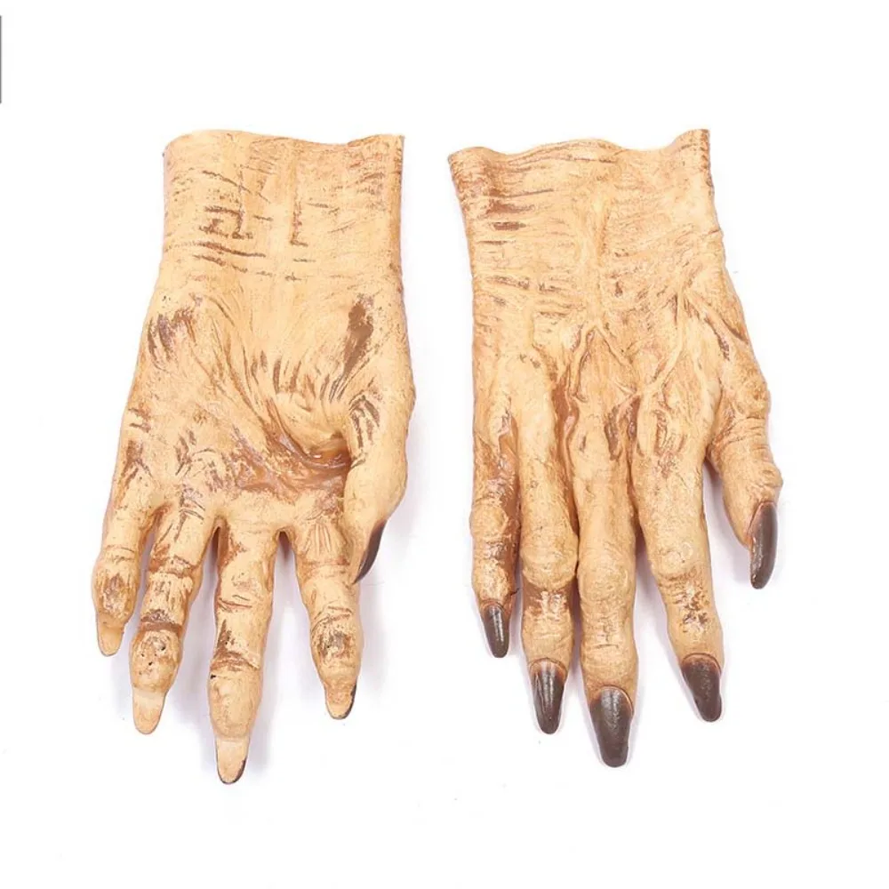 Prank Vinyl Halloween Cosplay Gloves Plush Waterproof Werewolf Simulated Gloves Bloody Terrifying Makeup Party Props Women - Image 4