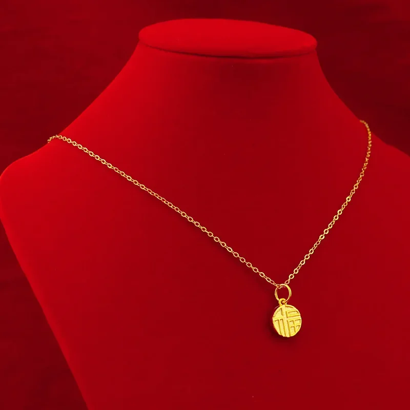 Collier Fuzi en or jaune 24 carats, 9999 or véritable