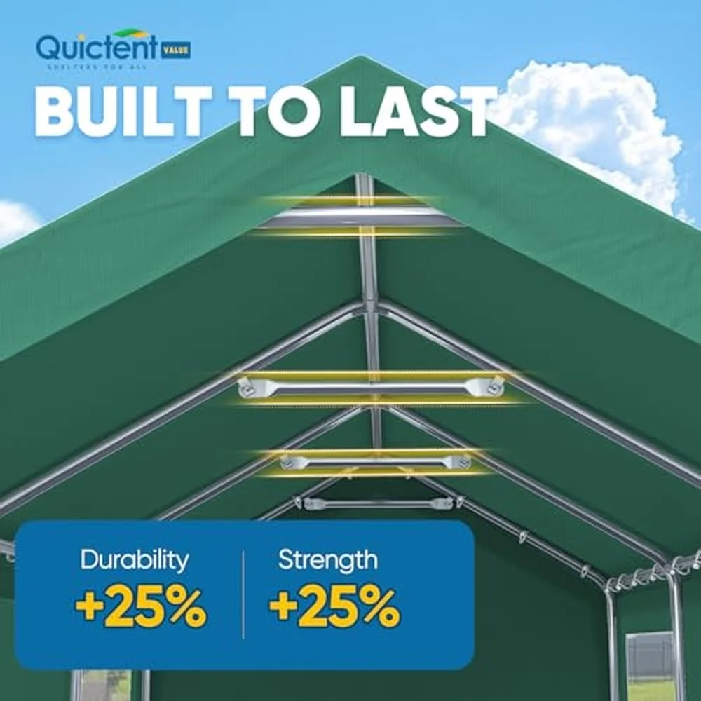 12x20 ft Heavy Duty Carport with Sidewalls Reinforced Outdoor Garage Canopy Tent with Roll up Ventilated Windows