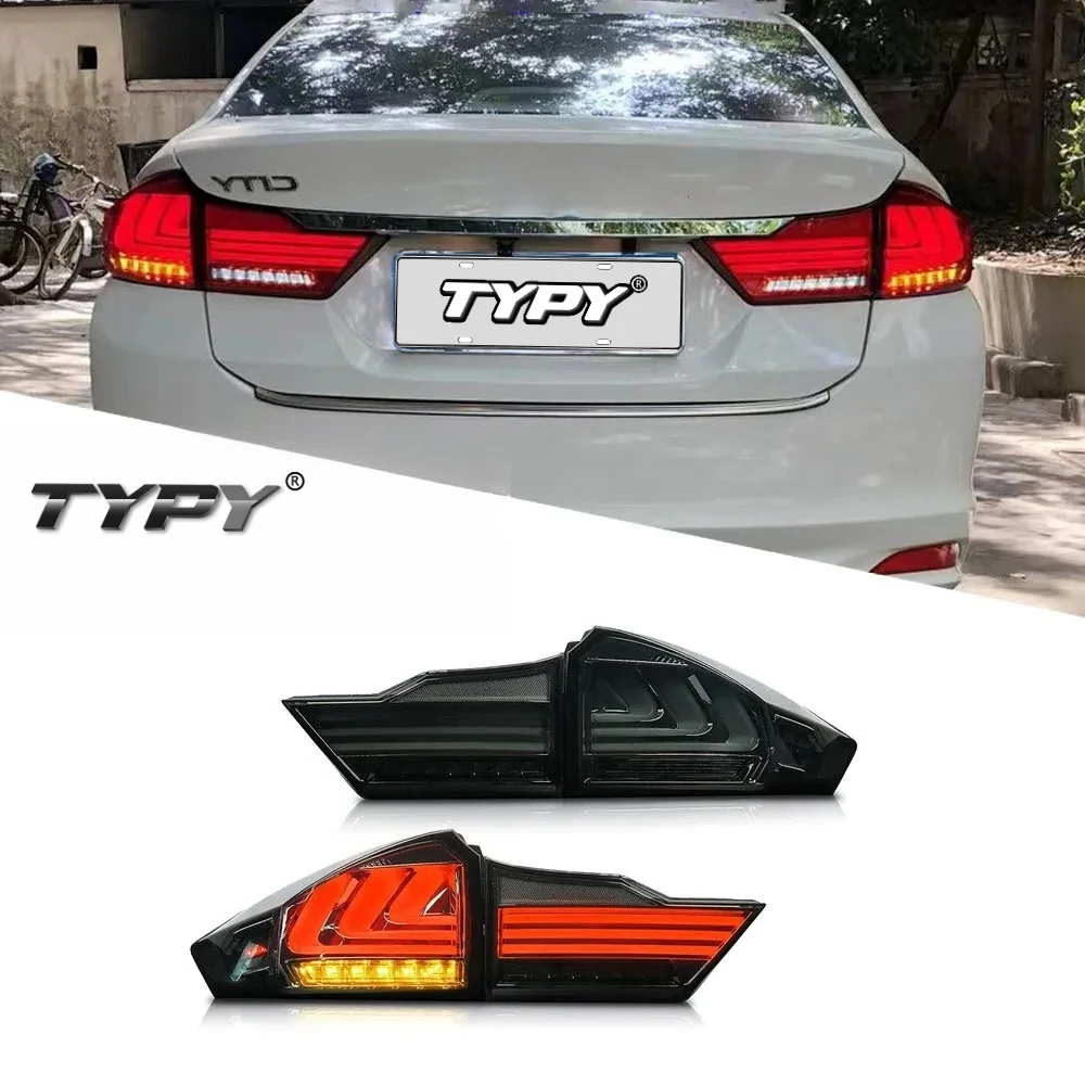 

TYPY Car TailLamps For Honda City Upgraded LED Taillights Dynamic Turn Signal Lamp Brake DRL Car Assembly 2014-2017