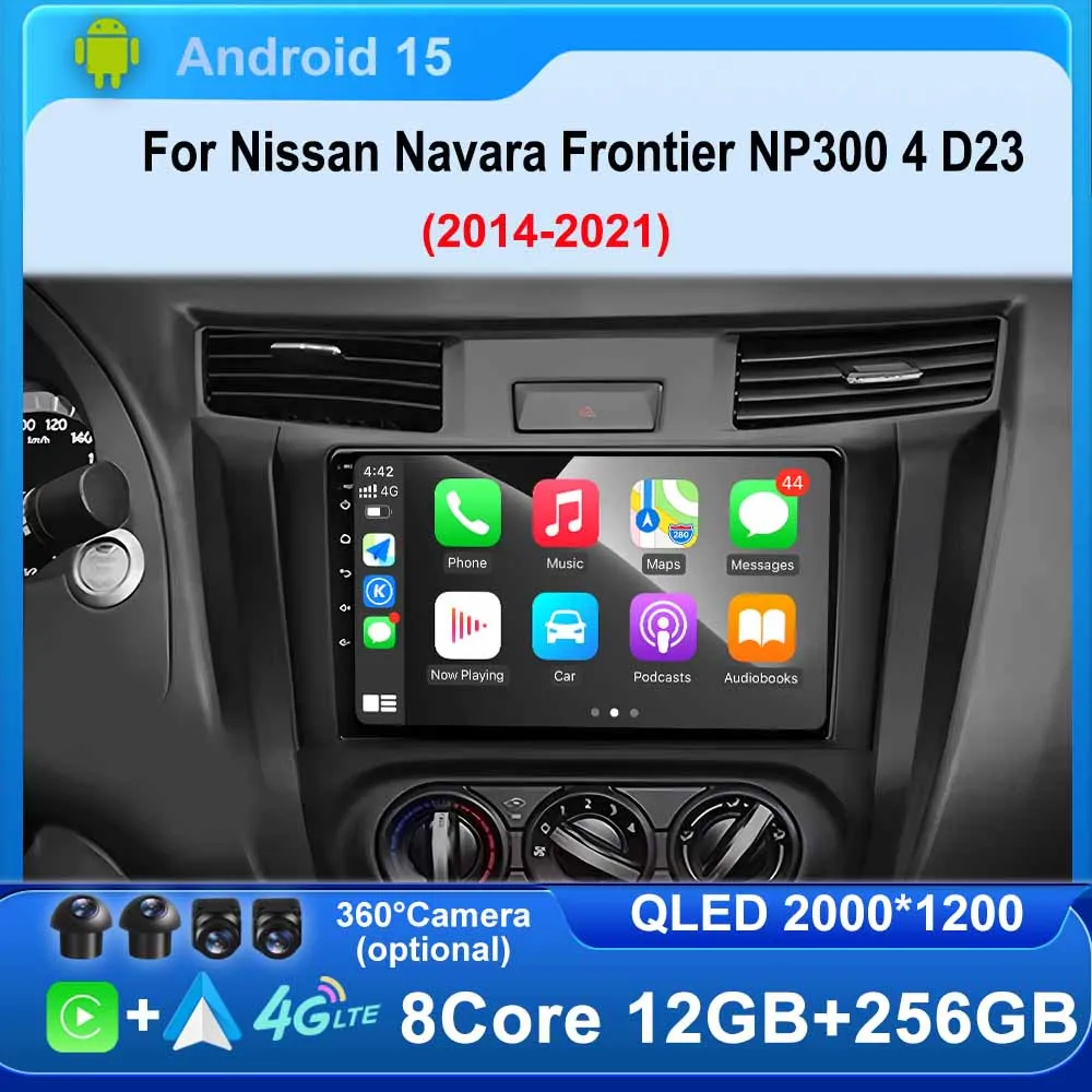 

For Nissan Navara Frontier NP300 4 D23 2014 - 2021 Wireless CarPlay 4G WiFi BT GPS Navigation Car Radio Video Multimedia Player