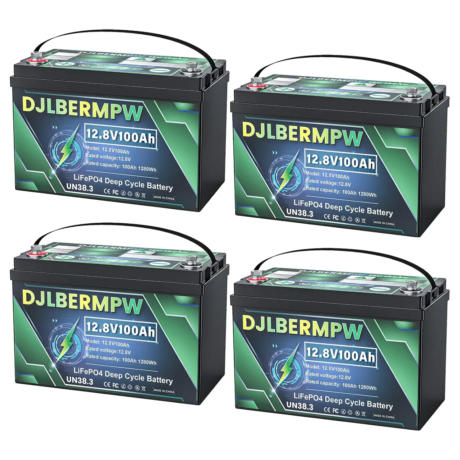 48V 100Ah Lithium Golf Cart Battery, 4 Pack 12V 100Ah LiFePO4 Solar Battery, Customized