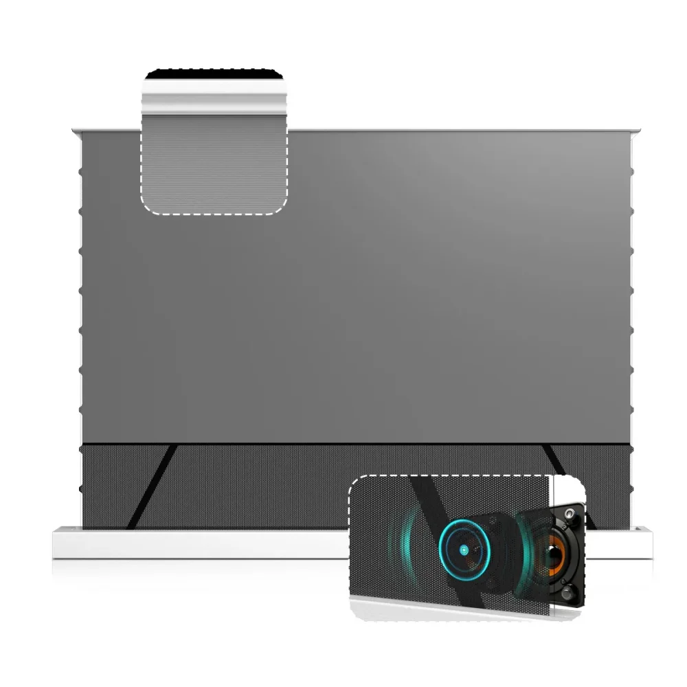 Electric Floor Rising Motorized Projector Screen 16:9 4K UHD 3D Active UST CLR/ALR 150 inch Projection Screens