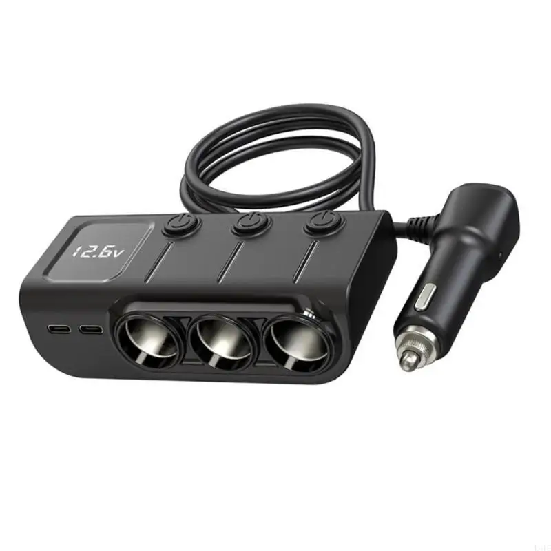 

L41E Advanced 120W Car 3 USB A and 2 USB C Port Cigarettes Splitter
