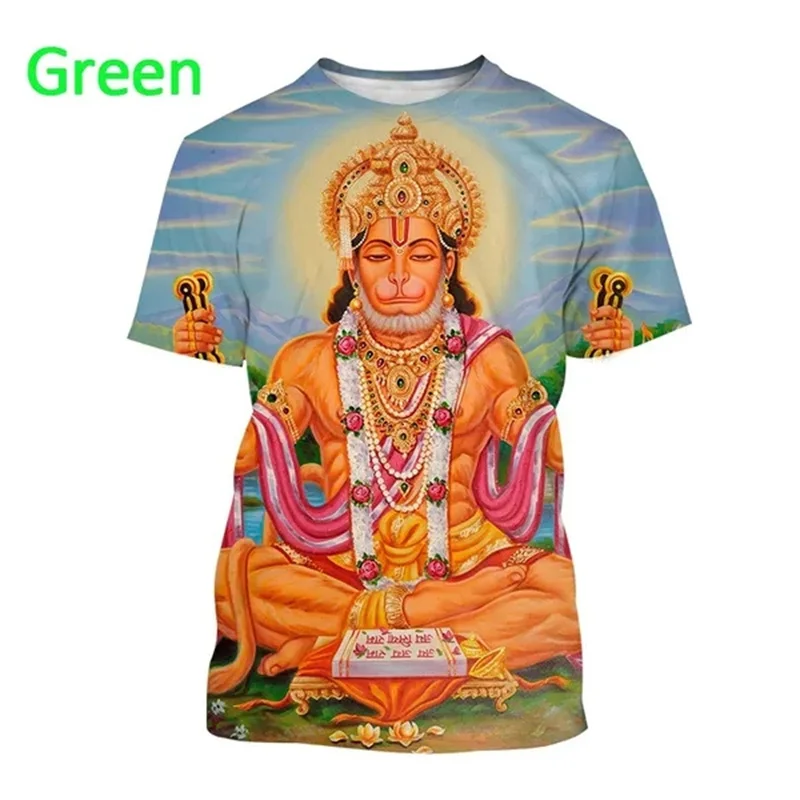 New Indian Monkey God Hanuman 3D Printed T-Shirt Men And Women Tees Hindu Myth Figure Pattern Streetwear T Shirts Classic Tops