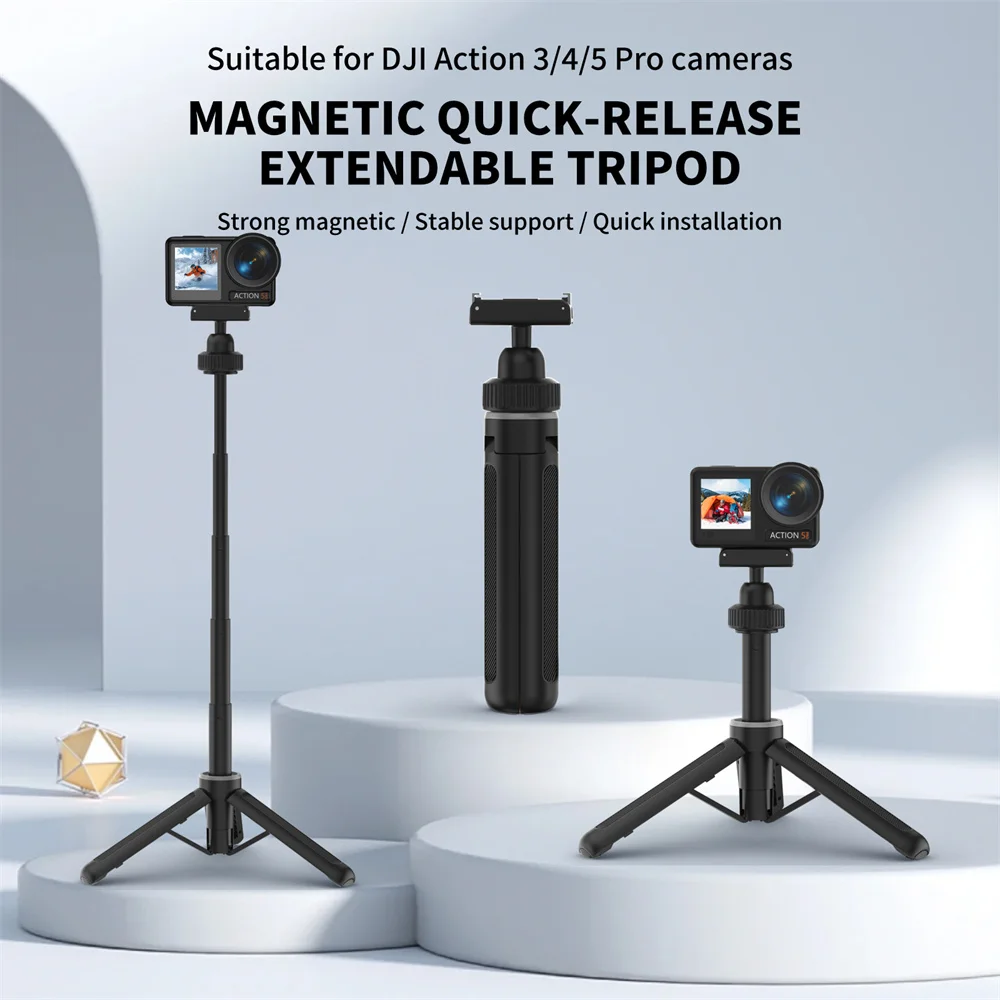 Magnetic Snap-Off Tripod with Quick-Release Adapter Mount For DJI OSMO 3/4/5 Pro Action Camera 360 Rotation Selfie Stick
