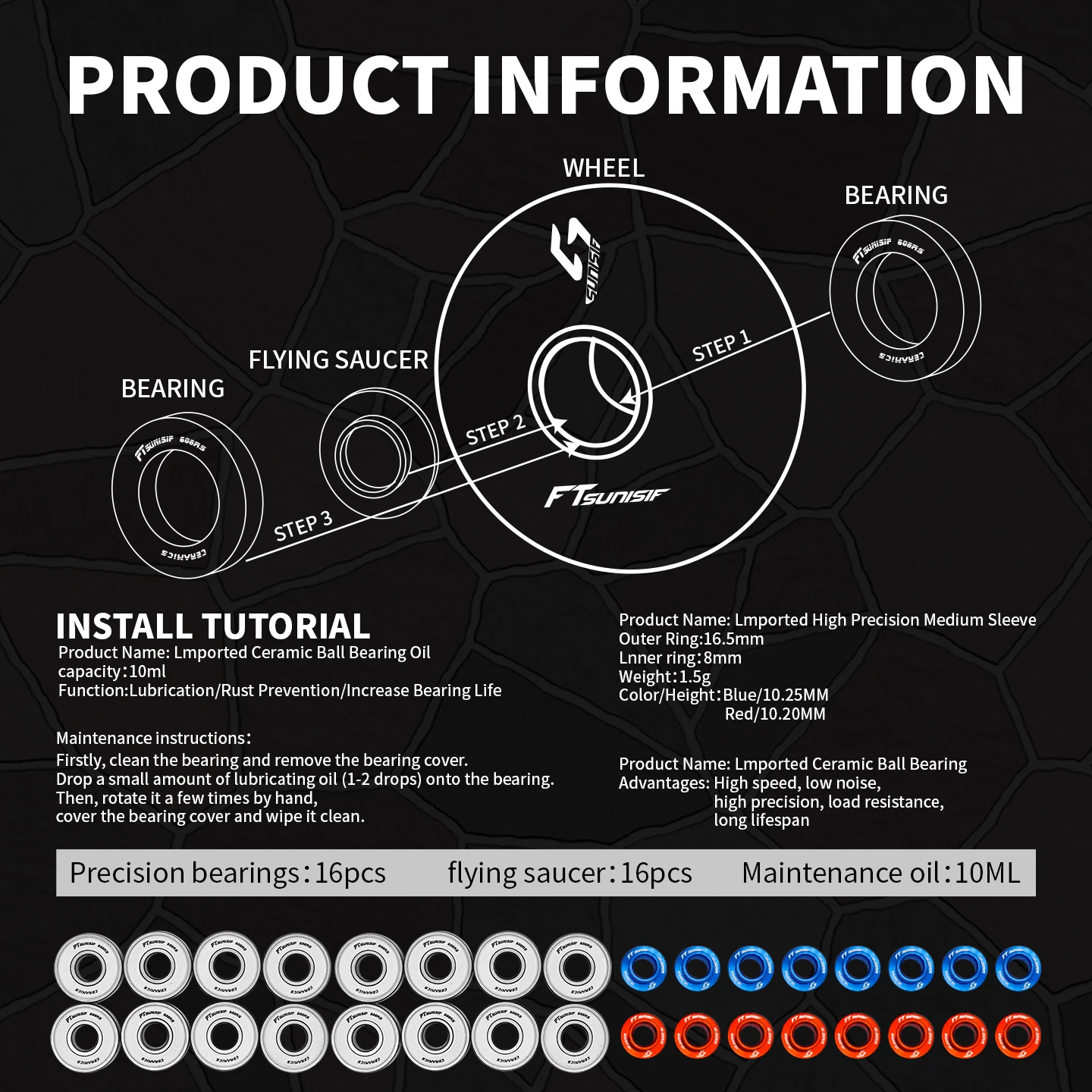 F23 Speed Slide Bearing High Speed Hybrid Ceramic Roller Skates Precision Slide Bearing Slide