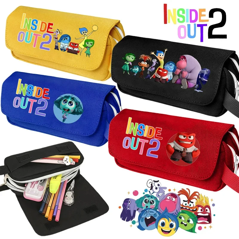 Disney Inside Out 2 Pencil Case Multi-layer Large Capacity Cartoon Anime Boys Girls Students Stationery Storage for School Gifts