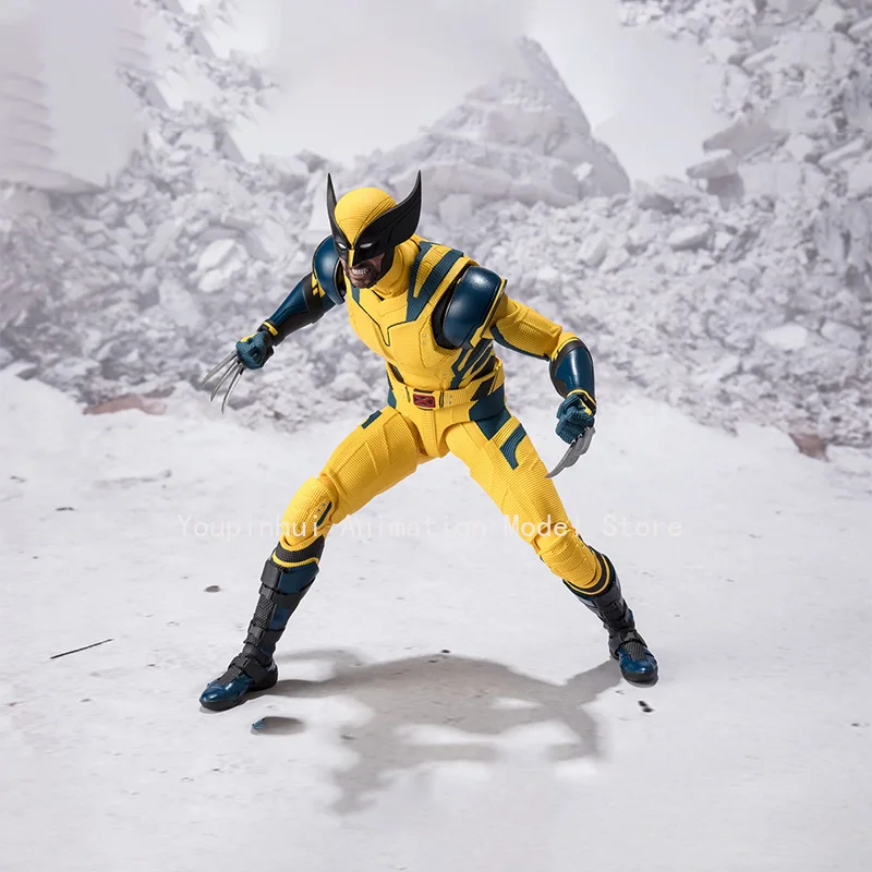 الصندوق الأصلي بانداي SHF في صدمة مارفل ديدبول ولفيرين مجموعة الشكل النهائي أطقم منمذجة أنيمي لعبة الحركة الكاملة هدية للطفل