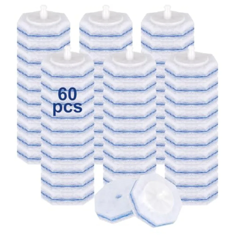 

60pcs Toilet Cleaner Refill Pads for Clorox Wand, Upgrade 3-Layer Toilet Scrubber Refills, Won't Fall Apart, Powerful Foam, Saf