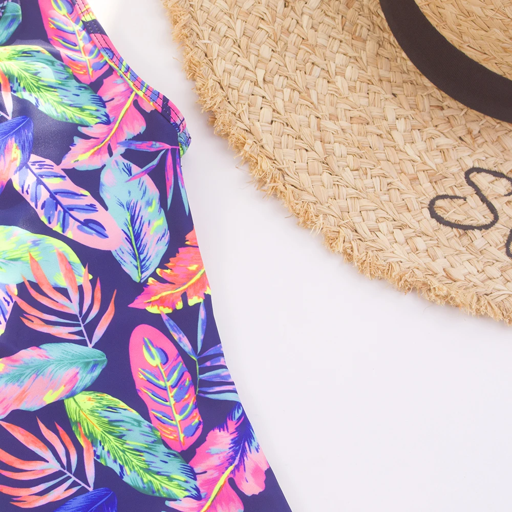2024 Girls Ruffle Bikini Swimsuit Gradient Leopard Floral Animal Kids Swimwear Children Bikini Rainbo 418