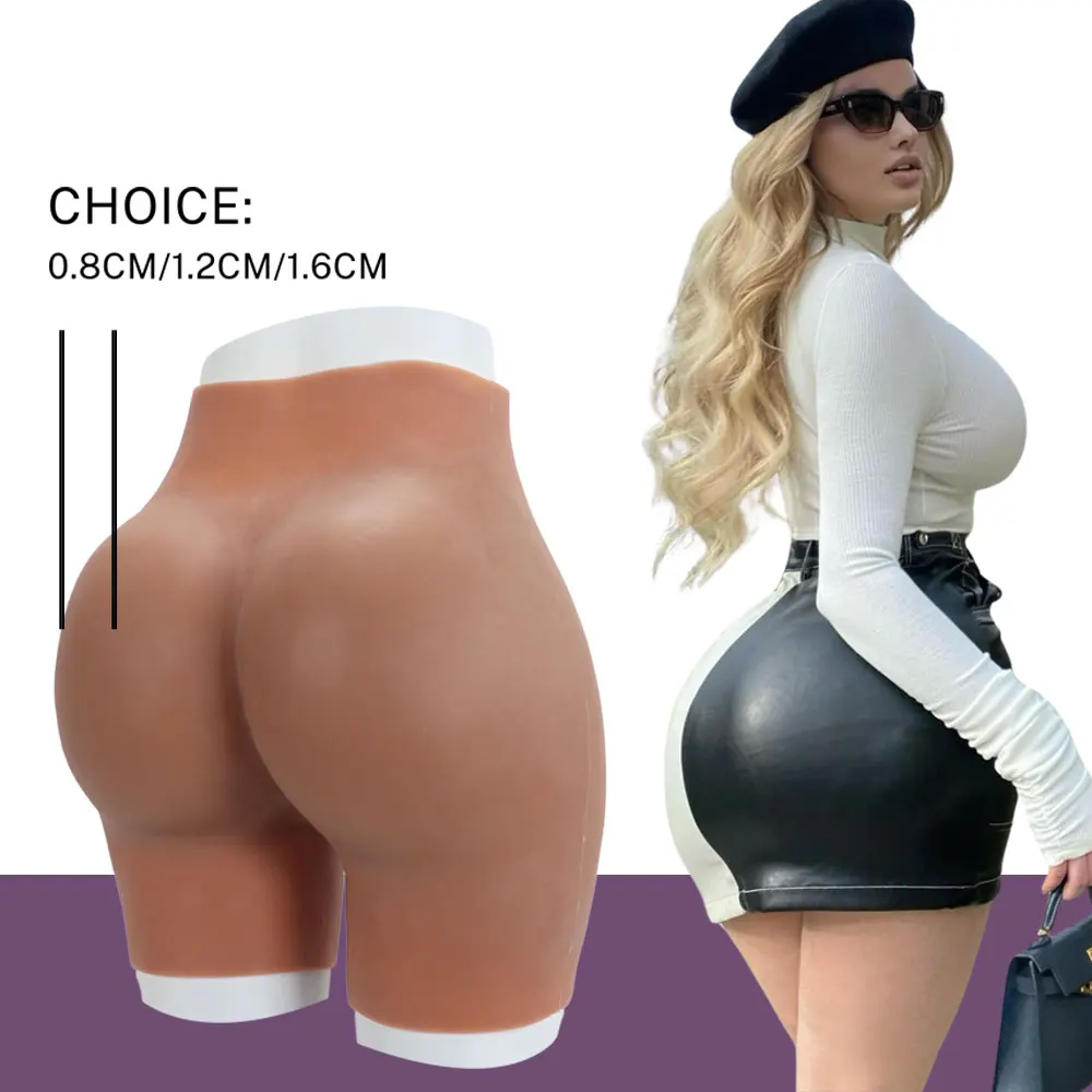 High Waist Silicone Pants Big Sexy Fake Buttocks 0.8/1.2/1.6cm thickness Hips Enhancement Shapewear for Woman Realistic Ass