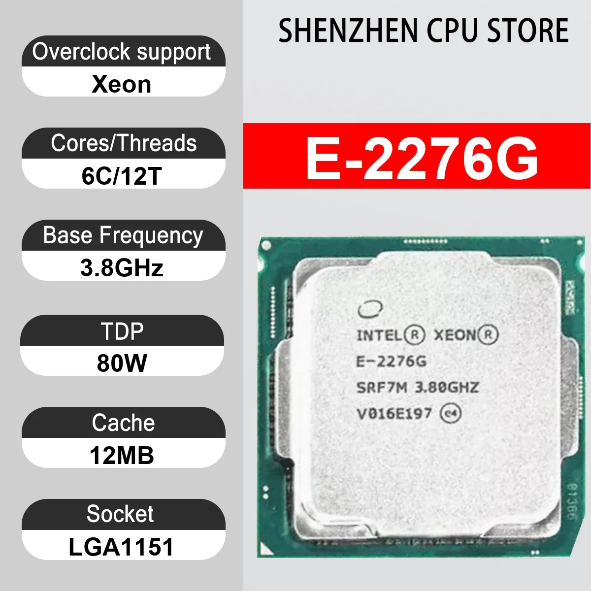 Intel Xeon E-2276G 6 Core 12 Thread 3.8GHz 80W 12MB Cache 14nm LGA1151 SRF7M DDR4 2666 MHz Coffee Lake UHD Graphics P630
