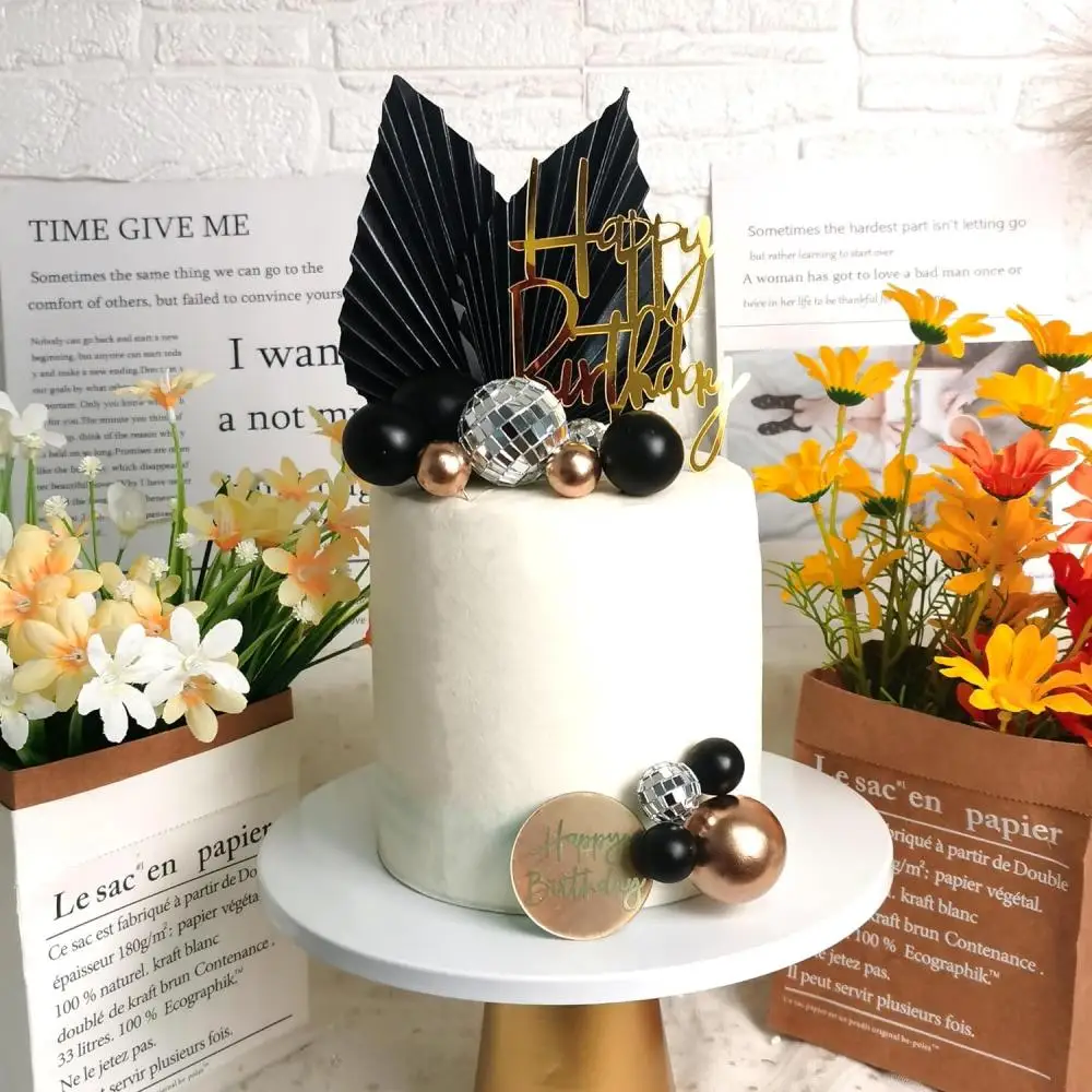 27pcs Gold Black Cake Balls Birthday Cake Toppers Disco Cake Ball for Baby Shower Wedding Baptism Birthday Party Cake Decor