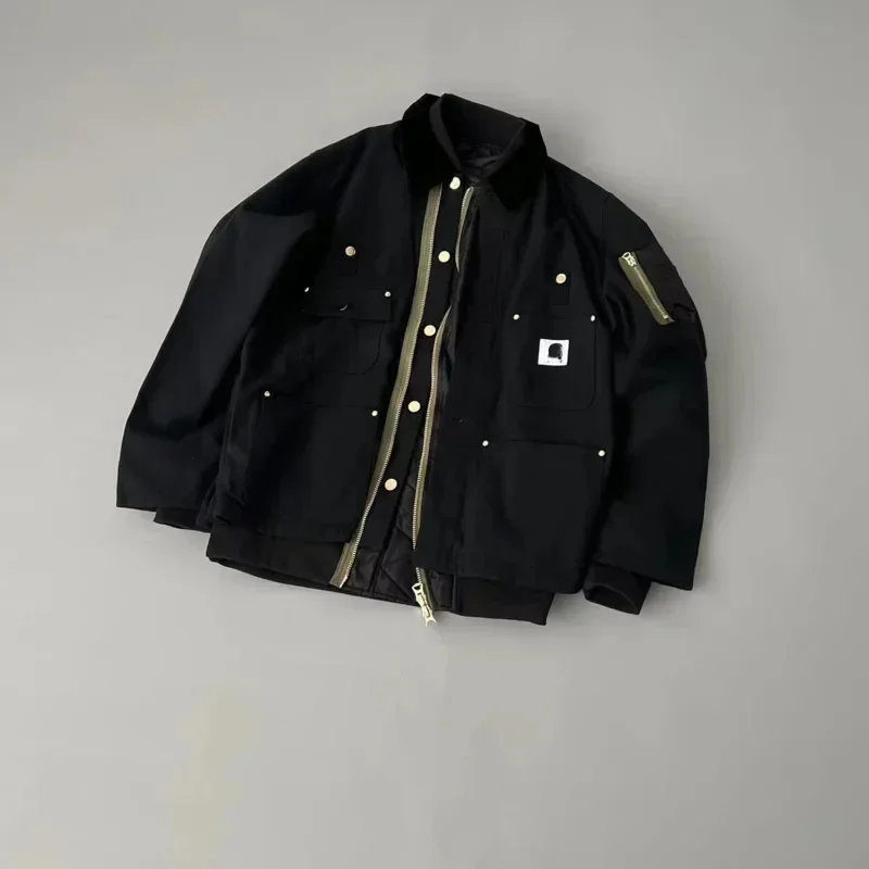 New American retro C & S Spring Autumn unisex couple style bilayer multi-pocket splicing workwear jacket casual nylon spl idjkg