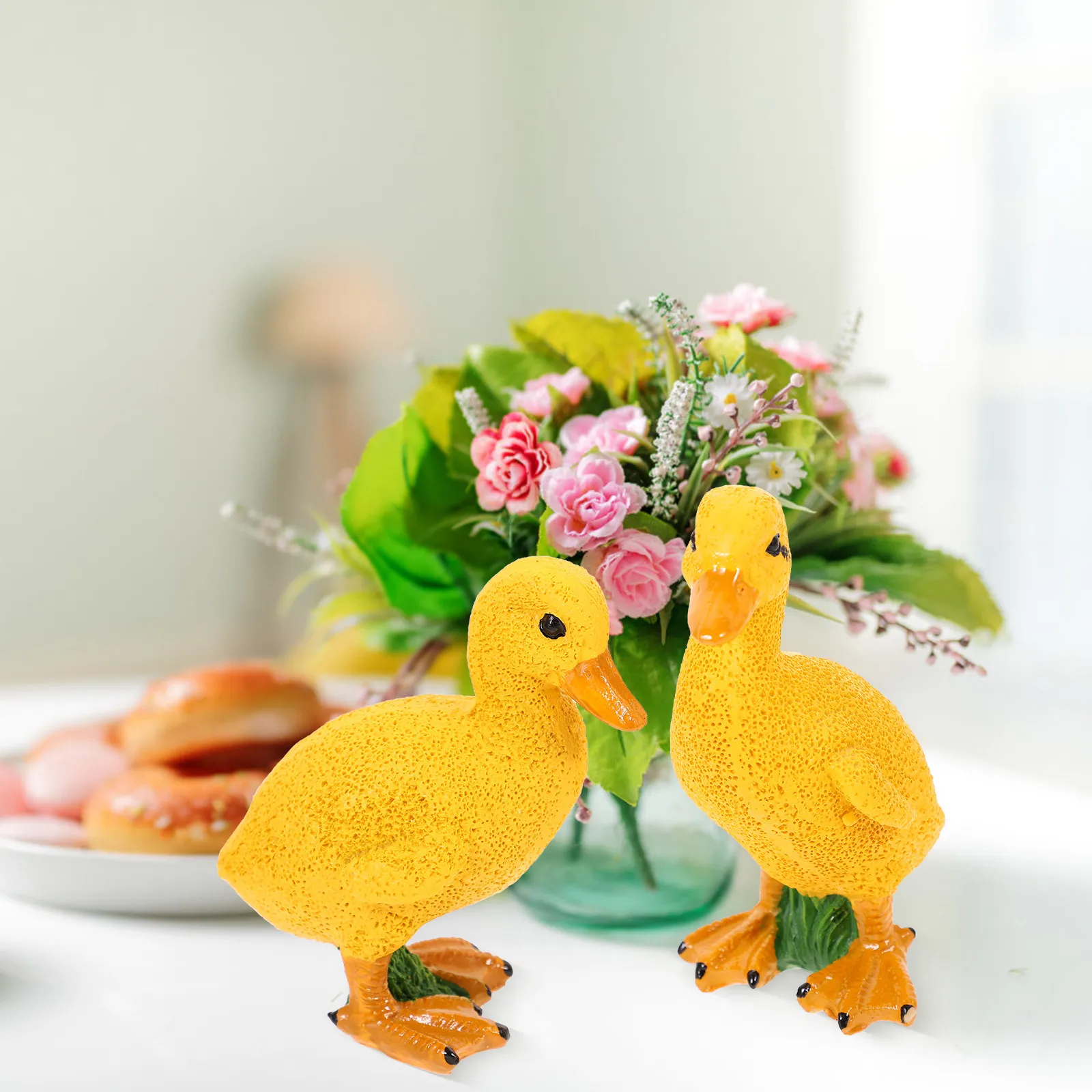 

2Pcs Yellow Duck Resin Decor Miniature Adornment Perfect for Fairy Gardens Succulents Potted Plants Micro Landscape DIY Resin