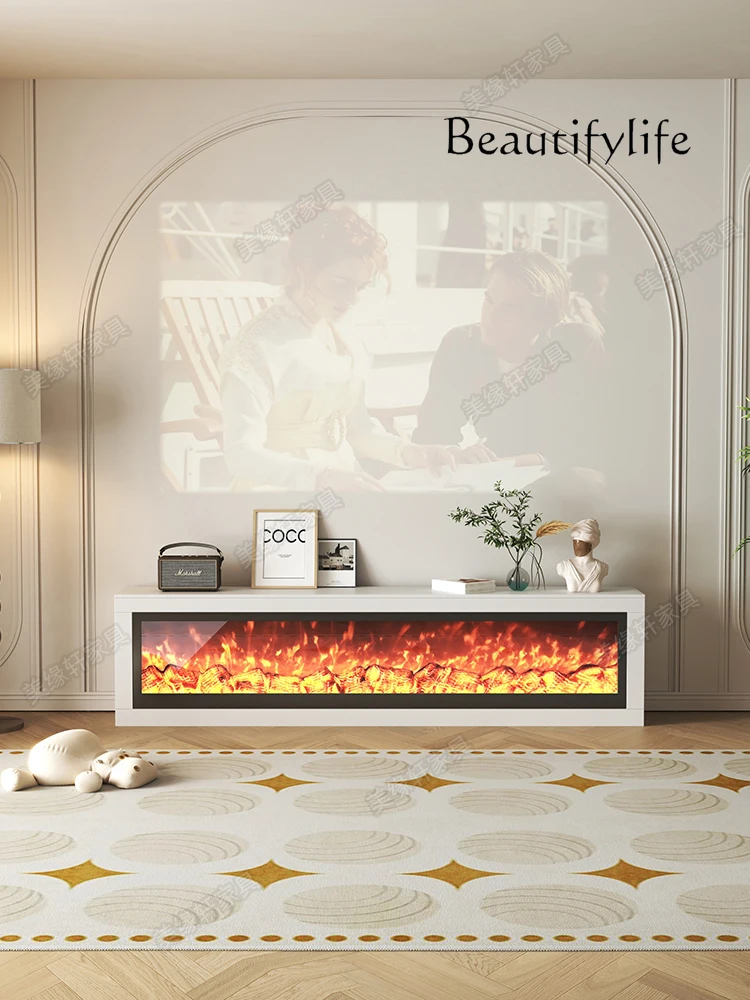

Fireplace TV Cabinet Simple Modern Slate Platform Embedded Heater Simulation Carbon Fire Decorative Cabinet