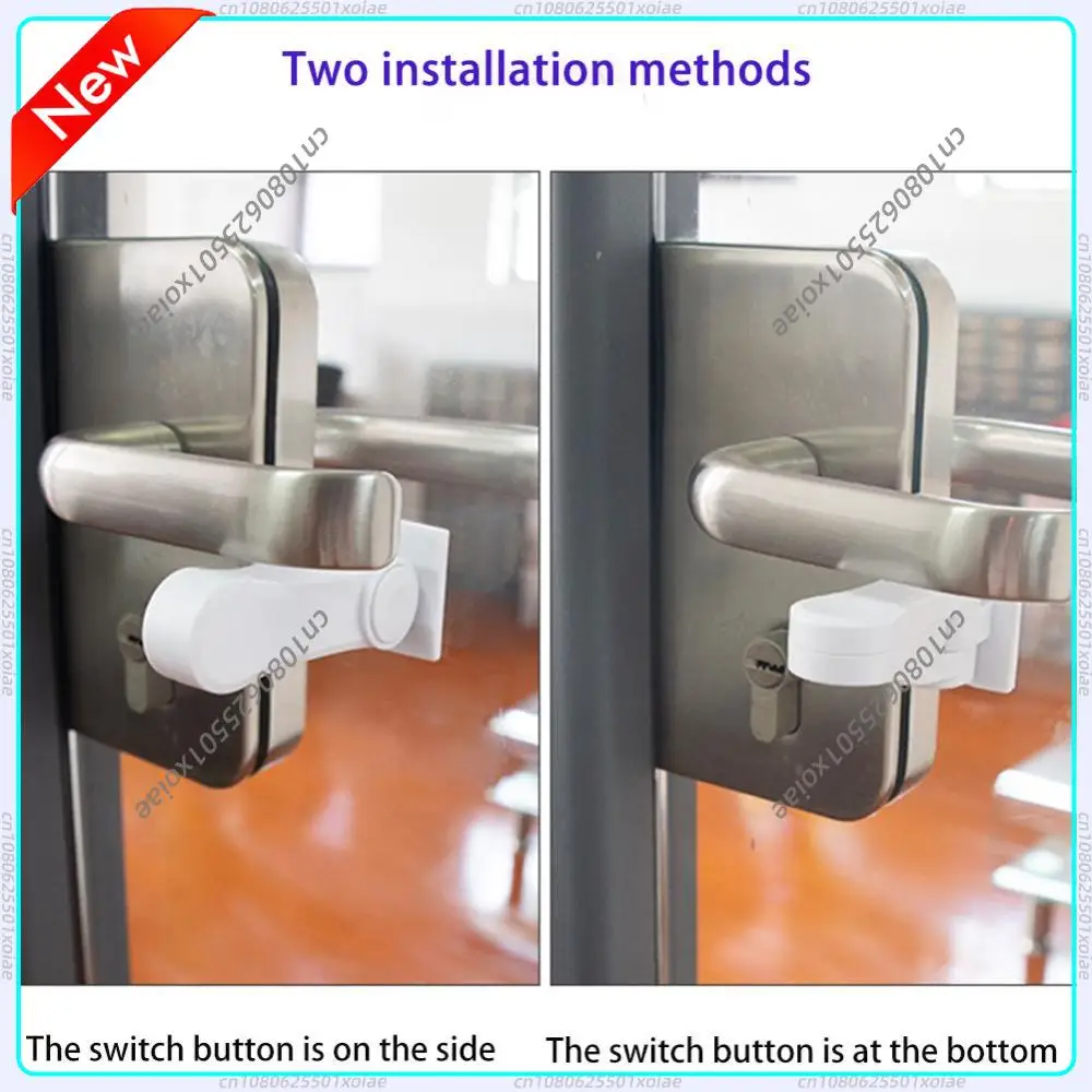 

Детский замок безопасности для дверей, универсальный замок-рычаг для дверей, поворотный на 180 градусов, самоклеящийся, для окон, дверей и шкафов