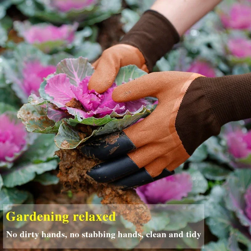 Garden Flower Planting Double Claw Gloves Waterproof and Anti Thorn Grass Pulling Latex Earth Digging and Horticultural Gloves