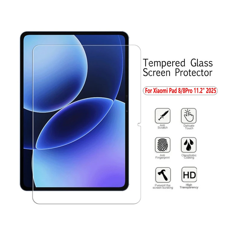 Película de vidro temperado para xiaomi pad 8/8pro, 2 peças, 11.2 polegadas, 2025 9h hd, protetor de tela antiarranhões para mipad8pro, 11.2 polegadas, tablet