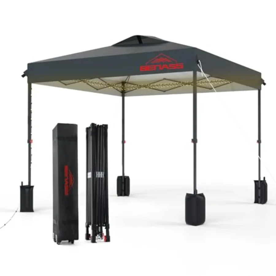 

8x8 Pop Up Canopy for outdoor events, heavy-duty polyester fabric, grey color, one-person quick setup with reinforced frame