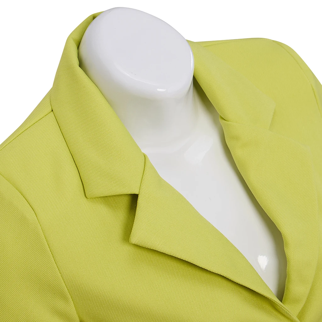 Gale Weathers Costume Journalist Cosplay Green Women 2 Piece Dress Set Long Sleeve Blazer Pencil Skirt Suit Halloween Outfit view 6