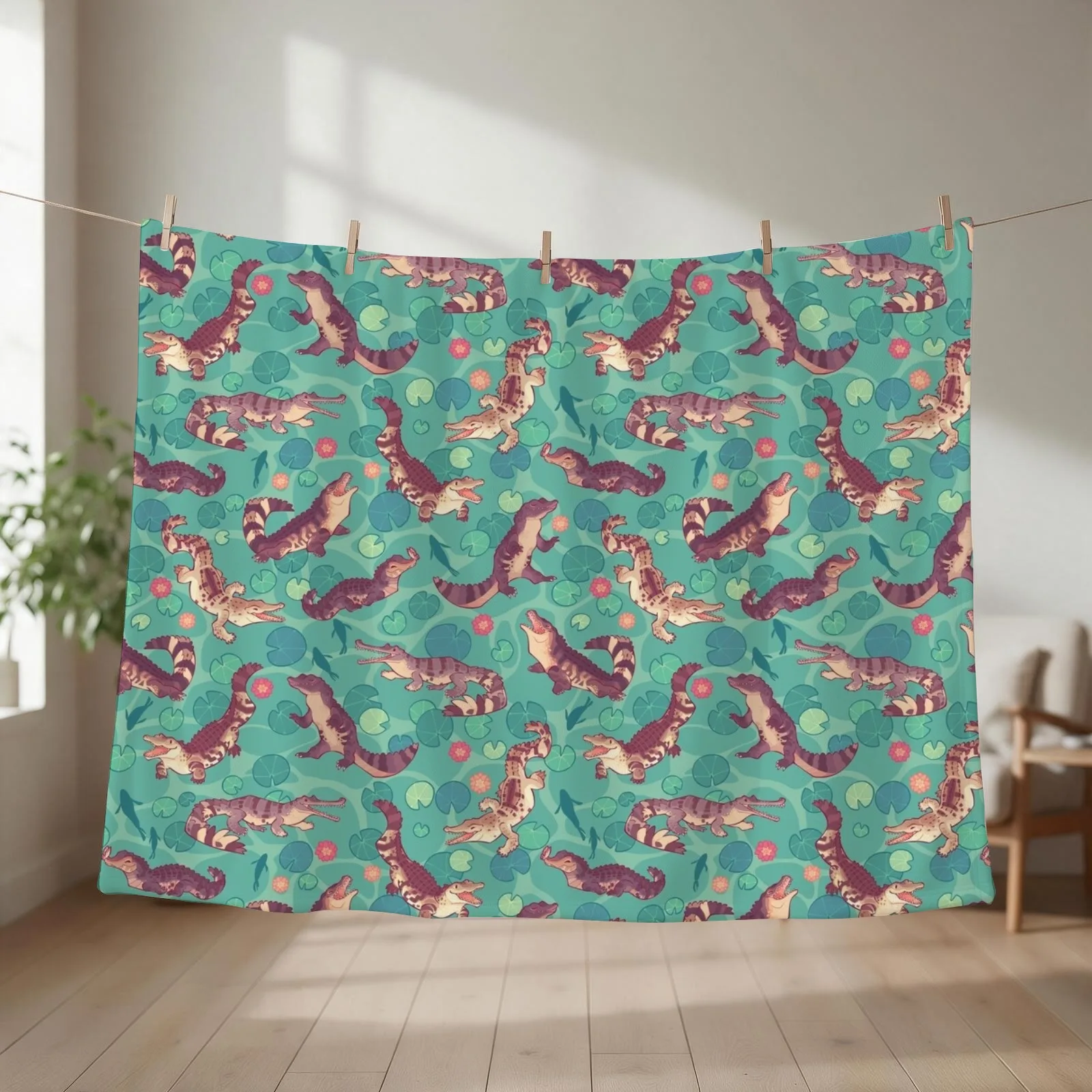 Crocodilians in clear waters Throw Blanket couch cozy soft plush fuzzy picnic outdoor blanket