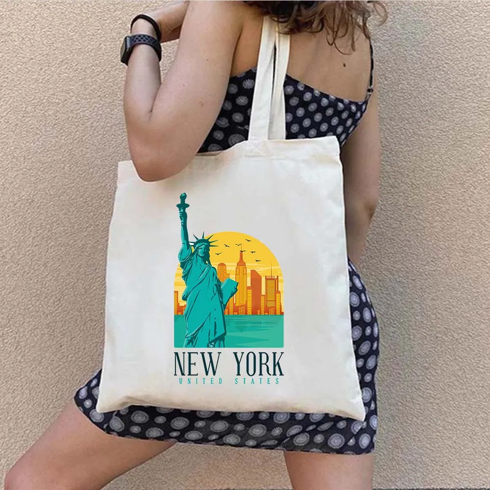 New York Miami Paris London Moscow Rome Berlin Tokyo Mexico Munich Men Women Shopping Canvas Totes Bag Shopper Shoulder Handbags