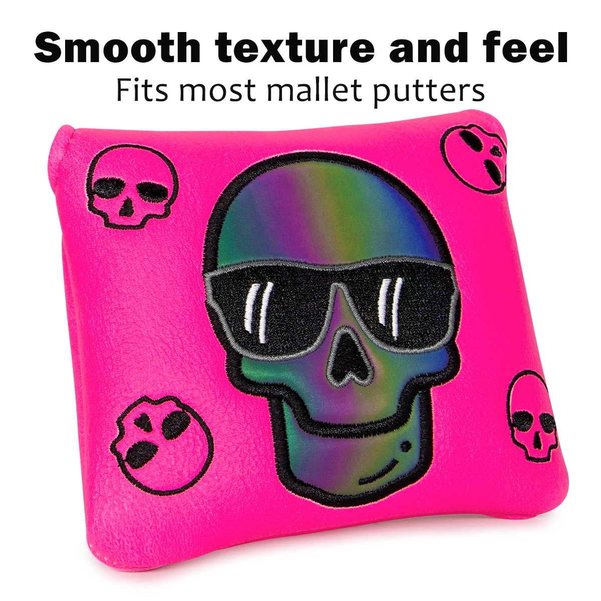 Golf Headcover Cool Pink Sku-ll Head Cover for Mallet Putter Golf Mallet Putter Covers with Magnetic Magnet Closure Elegant