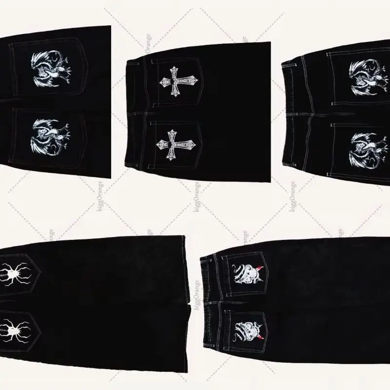 الأوروبية والأمريكية Y2K الشارع الشهير النساء الهيب هوب العصرية فضفاض الجينز الرجال القوطية الشرير الرجعية عادية عالية الخصر السراويل المستقيمة