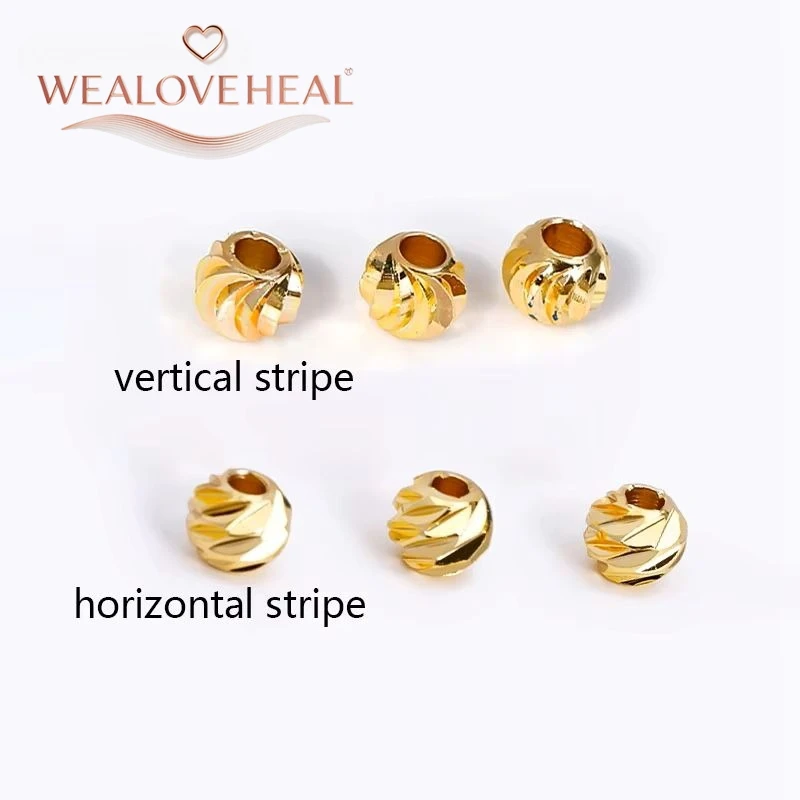 18K vergoldete Messing-Blumen-Abstandsperlen 2,5-6mm facettierte runde Metallperlen für DIY Schmuck Armbandherstellung Zubehör – Detail 17