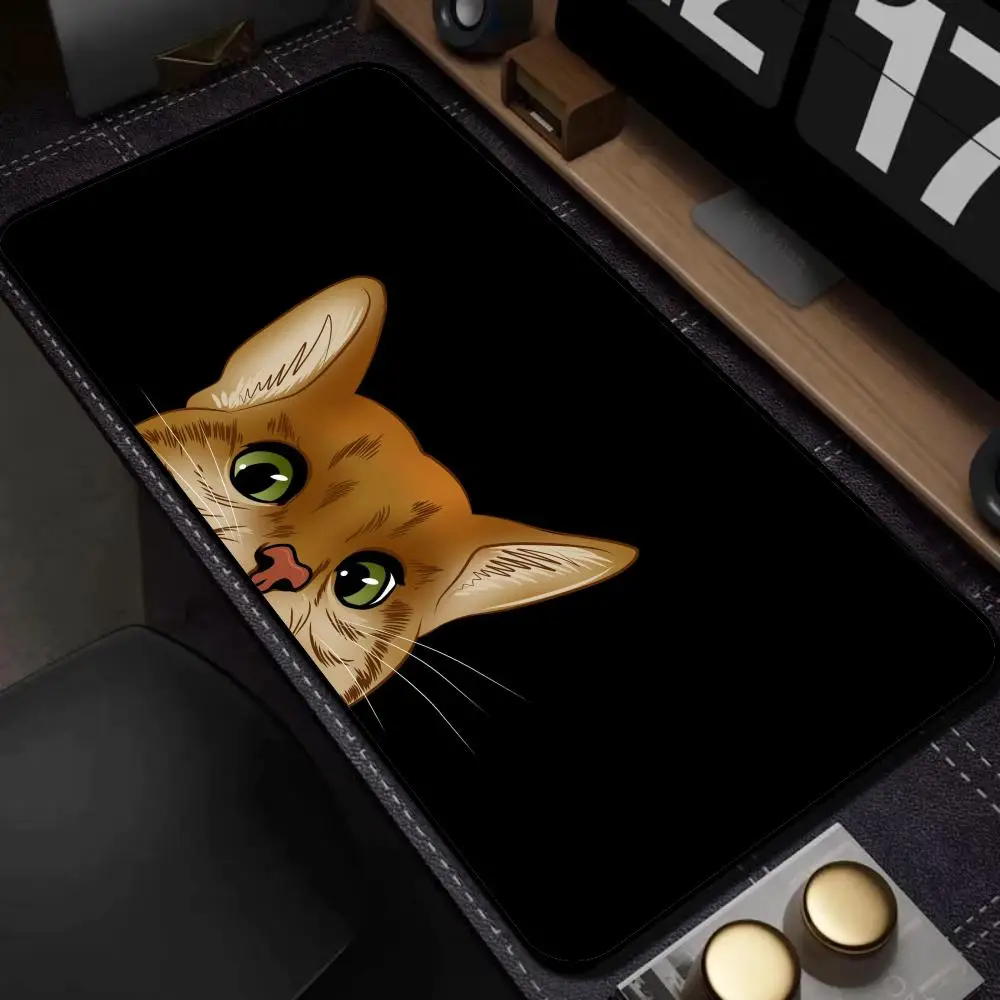Cute Peeking Orange Tabby Cat Large Mouse Pad Black Background Non-Slip Desk Mat for Gaming Office Keyboard mouse pad