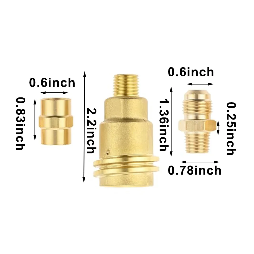 3 Piece Propane Gas Adapter Kit for BBQ RV Heaters Conversion POL Female to 14 Inch Male Pipe Thread Connectors