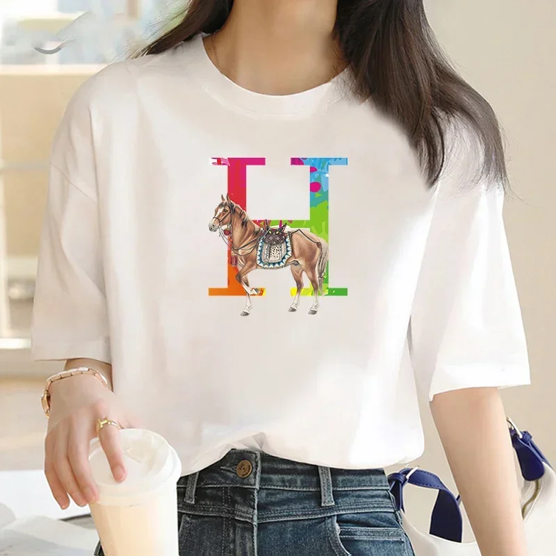 

Oversized luxury brand Graphic Women's T-shirt Women's Summer casual cotton T-shirt Women's street short sleeve T-shirt