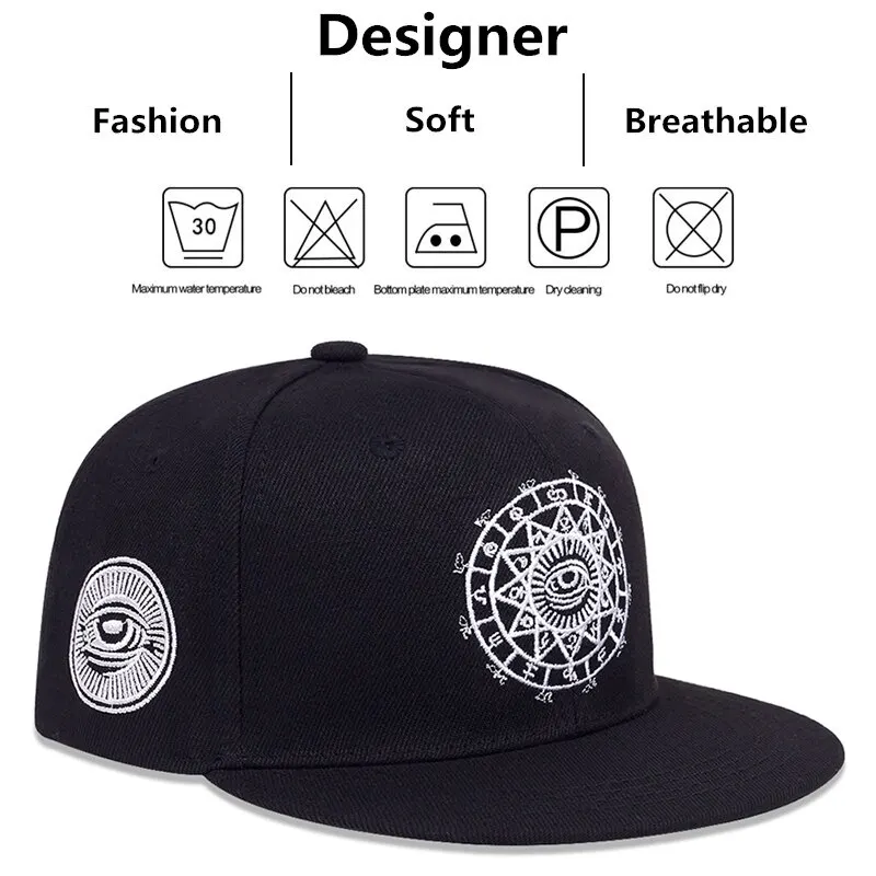 Unisex Eyes Letter Embroidery Hip-hop Hats Spring and Autumn Outdoor Adjustable Casual Baseball Caps Sunscreen Hat