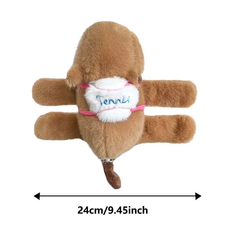 Dolphin Puff Ring Plush Toy Dark Brown Plush Doll Simulation Animal with Bad Hands, Backpack, Tail Can Shake