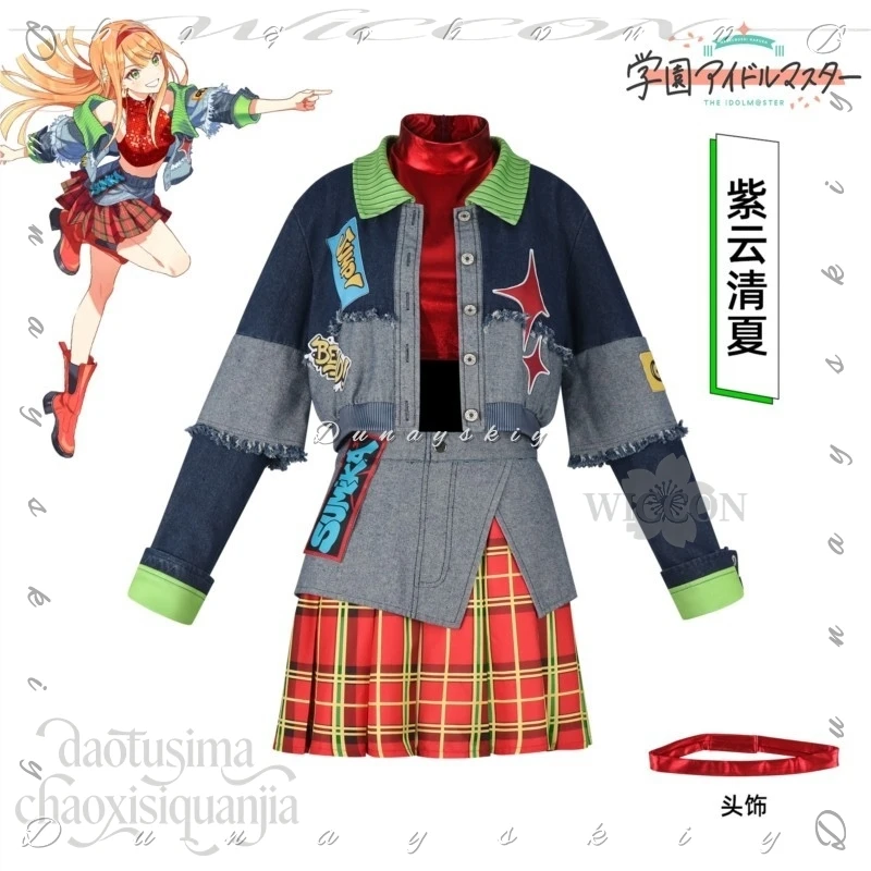Anime Game Gakuen IDOLM@STER Cosplay Shiun Sumika Fashion Y2K Idol Uniform Jirai Kei Dress Coat Wigs Halloween Christmas Party