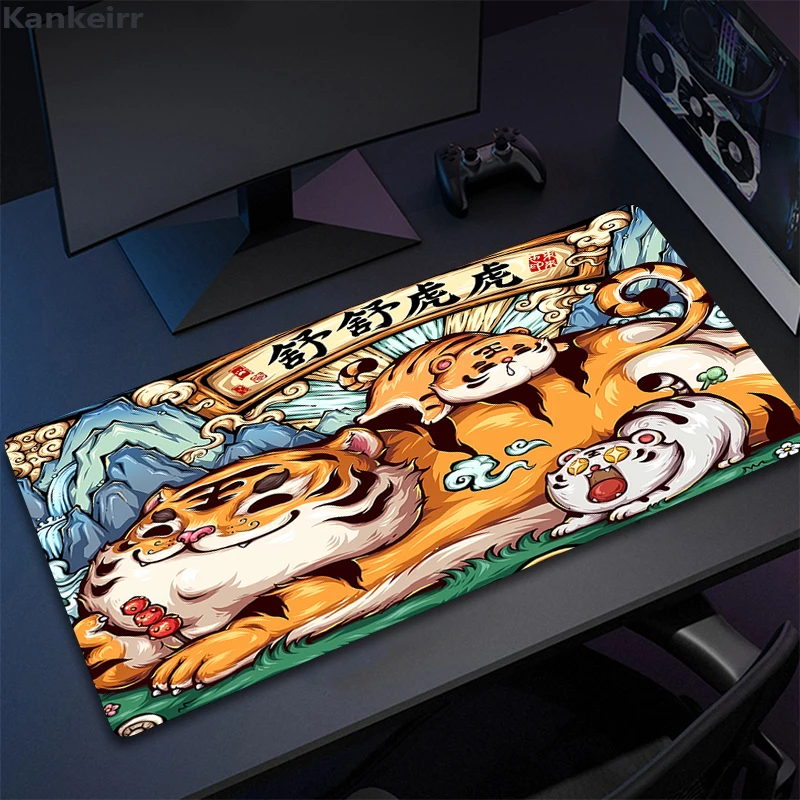 Computer Tiger Mouse Pad illustration Dragon Mousepad XXL Art Large Mouse Mat 900x400 Carpet PC Desk Mat Keyboard Big Deskpads