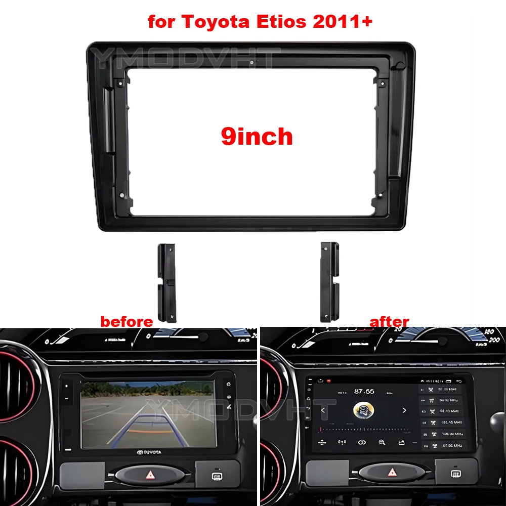 9inch Car Radio Fascia for Toyota Etios 2011+ DVD Stereo Frame Plate Mounting Dash Installation Bezel Trim Kit