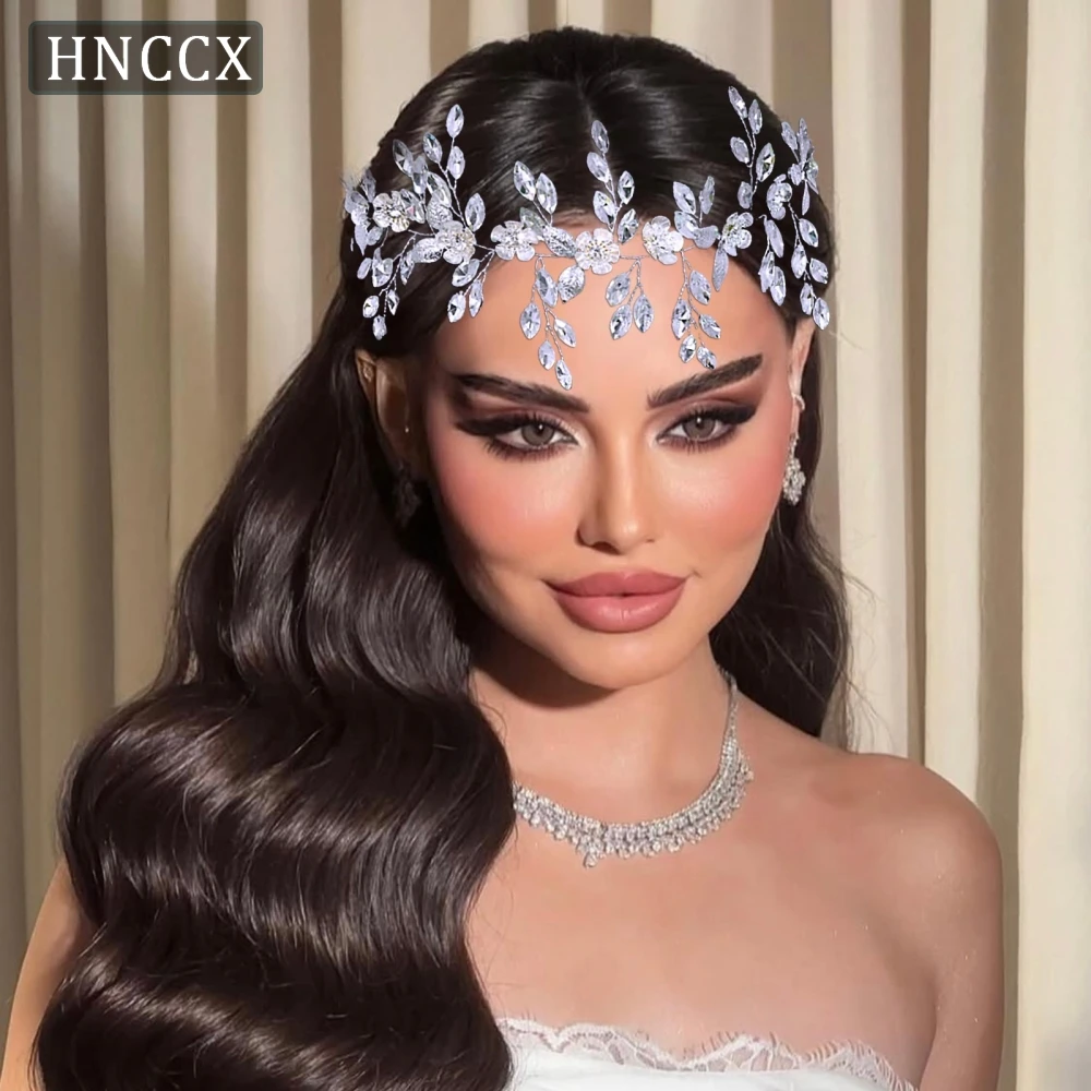 

HNCCX Wedding Bridal Headband Multi Colored Rhinestones Alloy Leaf Hairwear Banquet Party Hair Band Handmade Headpiece CP880