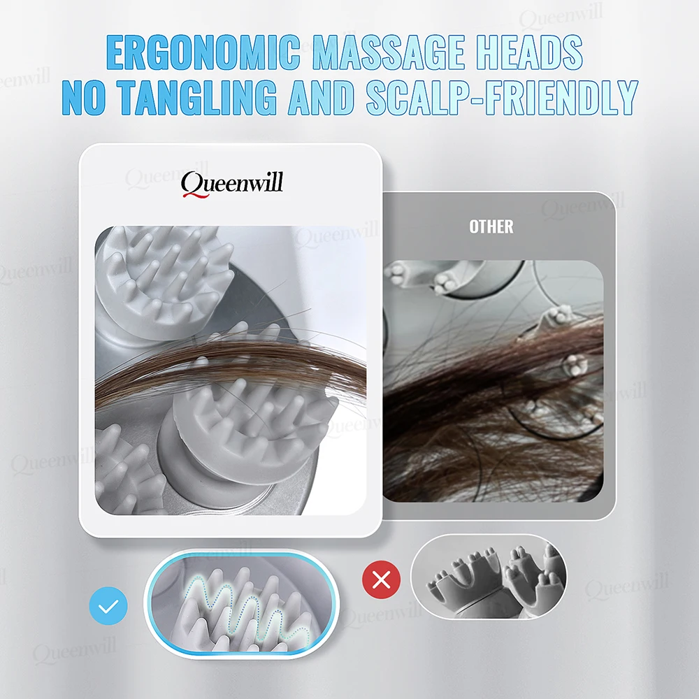 Cordless Electric Scalp Massager Rechargeable Head Massage Machine Scratcher With 76 Kneading Nodes For Hair Growth Stress Relax image 4