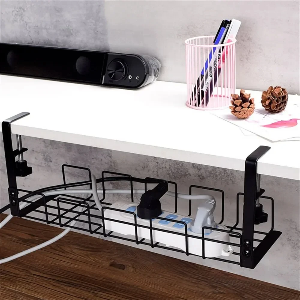 Undertable Storage Rack Metal Cable Tray Computer Desk Wire Organizer without Perforated Kitchen Storage Accessories